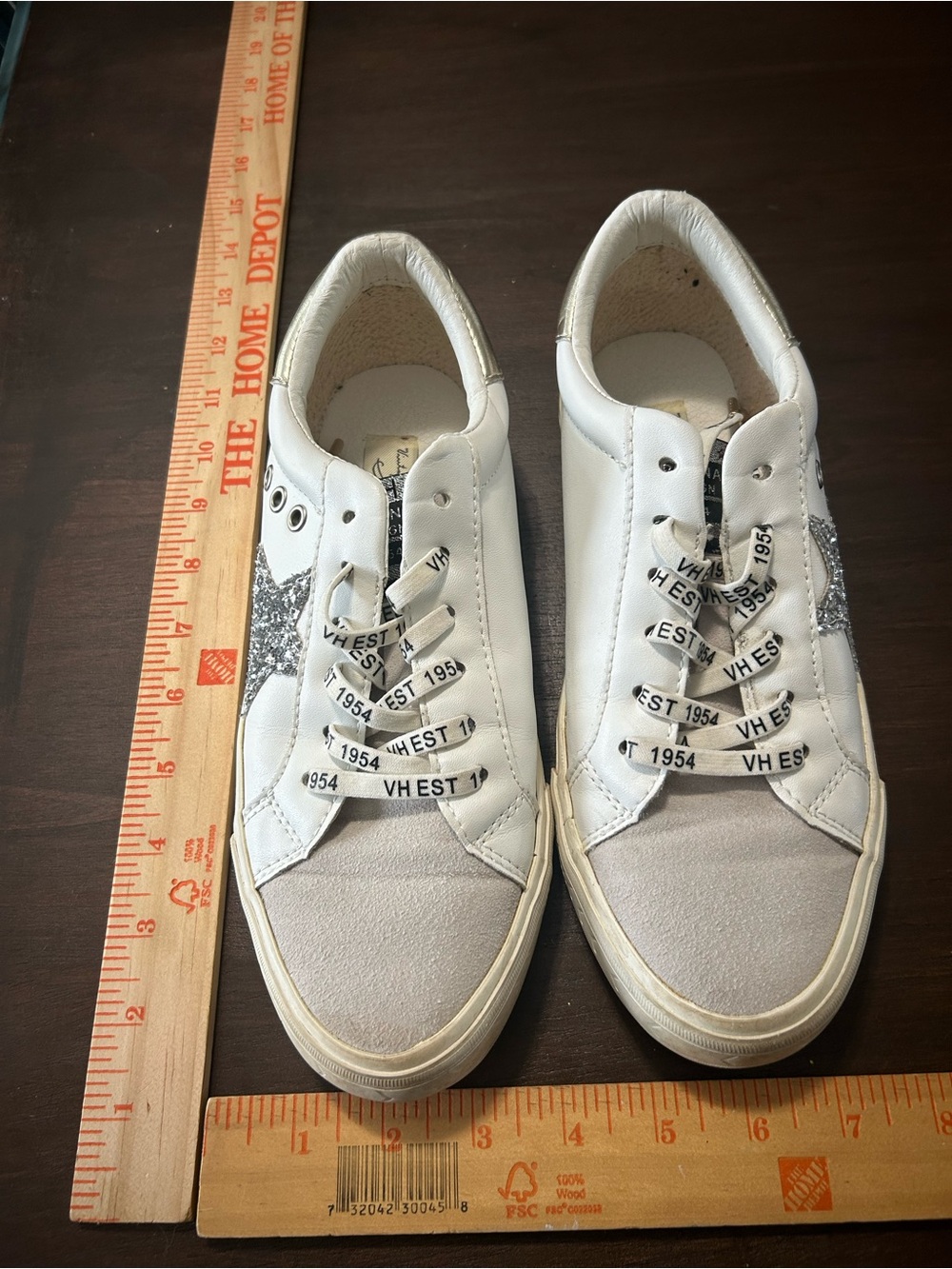 Vintage Havana White Sneakers with Silver Glitter Star